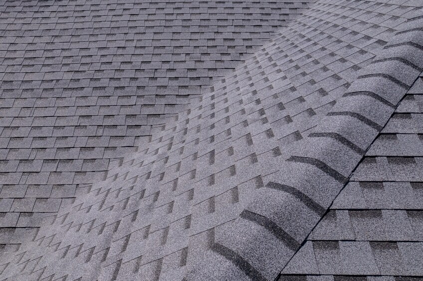 Shingles texture - close up view of asphalt roofing shingles